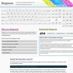 Keypress: A Javascript library for capturing input