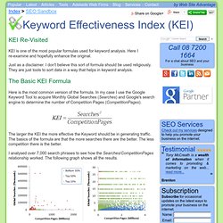 Keyword Analysis - Keyword Effectiveness Index (KEI) Re-Visited