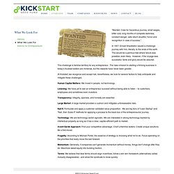 Kickstart Seed Fund - What We Look For