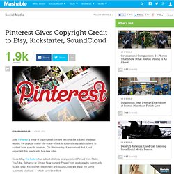 Pinterest Gives Copyright Credit to Etsy, Kickstarter, SoundCloud