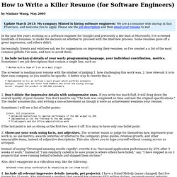 How to Write a Killer Resume, for Software Engineers