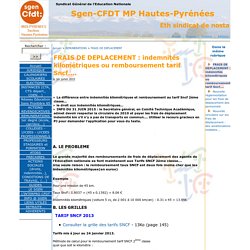 FRAIS DE DEPLACEMENT : indemnités kilométriques ou remboursement tarif Sncf.... - Sgen-CFDT MP Hautes-Pyrénées