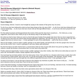 Text Of Kwame Kilpatrick's Speech (Detroit Mayor)