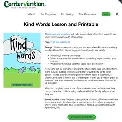 Kind Words Lesson and Printable