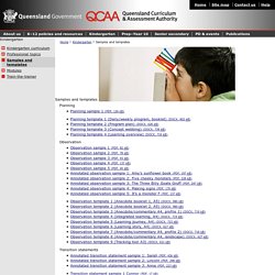 Kindergarten samples and templates [Queensland Curriculum and Assessment Authority]