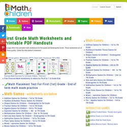 First Grade & Kindergarten Math Worksheets and Printable PDF Handouts