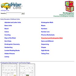 Kindergarten Teachers - Kindergarten Worksheets - Kindergarten Activities, Math, and Lessons