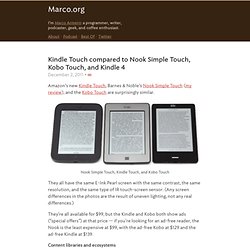 Kindle Touch compared to Nook Simple Touch, Kobo Touch, and Kindle 4