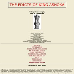 KING ASHOKA: His Edicts and His Times