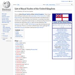 List of Royal Yachts of the United Kingdom