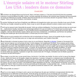Energie solaire : Miroirs et moteurs Stirling
