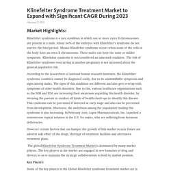 Klinefelter Syndrome Treatment Market to Expand with Significant CAGR During 2023 – Telegraph