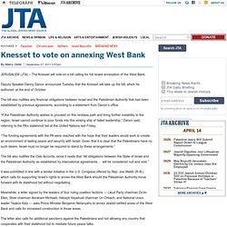 Knesset to vote on annexing West Bank