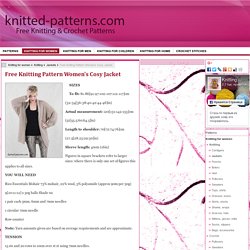 Free Knitting Pattern Women's Cosy Jacket