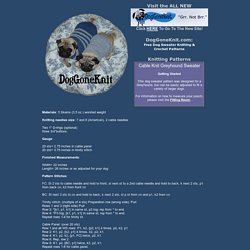 Knitting Patterns - DogGoneKnit.com: Free Dog Sweater Knitting and Crochet Patterns