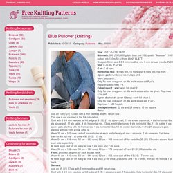 Free Knitting Patterns - Blue Pullover (knitting)