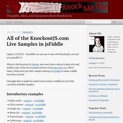 All of the KnockoutJS.com live samples in jsFiddle