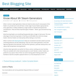 Know About Mr Steam Generators