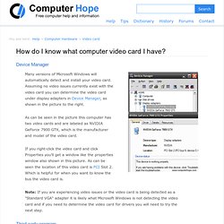 How do I know what computer video card I have?