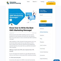 Know how to Write the Best SMS Marketing Message