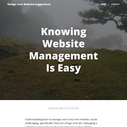 Knowing Website Management Is Easy