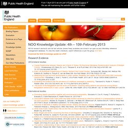 NOO Knowledge Update: 4th – 10th February 2013