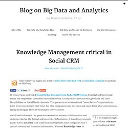 Knowledge Management critical in Social CRM