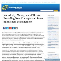 Knowledge Management Thesis: Providing New Concepts and Ideas in Business Management