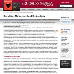 Knowledge Management and the Academy (EDUCAUSE Quarterly)