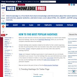 Web Knowledge Free: How To Find Most Popular HashTags