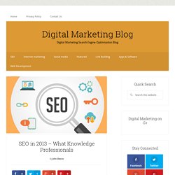 SEO in 2013 – What Knowledge Professionals