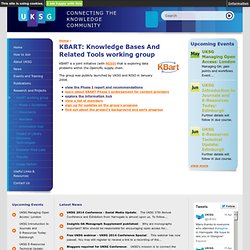 KBART: Knowledge Bases And Related Tools working group