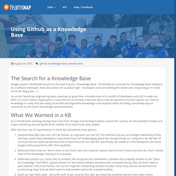 Using Github as a Knowledge Base — TeamSnap Developer Portal