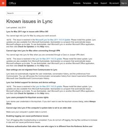 Known issues in Lync