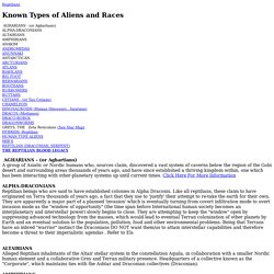 Known Types of Aliens and Races