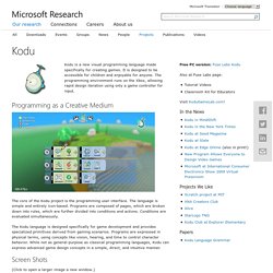 Kodu-Logiciel Codage Microsoft