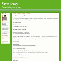 Koha Geek: Install Koha on Ubuntu 14.04