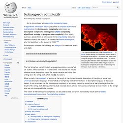 Kolmogorov complexity