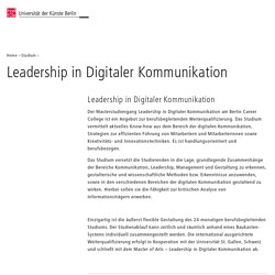 Leadership in Digitaler Kommunikation – Universität der Künste Berlin