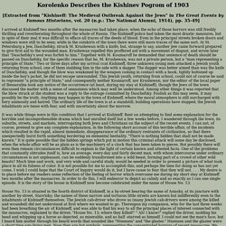 Korolenko Describes the Kishinev Pogrom of 1903