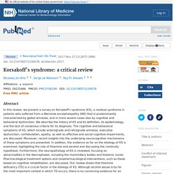 Korsakoff's Syndrome: A Critical Review - PubMed