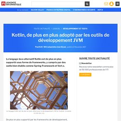 Kotlin, de plus en plus adopté par les outils de développement JVM