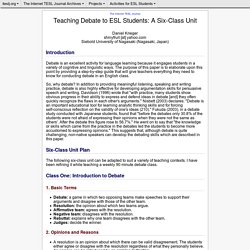 Krieger - Teaching Debate to ESL Students: A Six-Class Unit