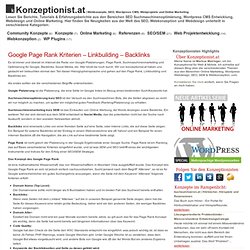 Konzept: Page Rank Kriterien - Linkbuilding - Backlinks