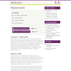 Kursplan - Matematik (Grundskolan)