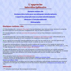 L'approche interdisciplinaire