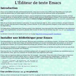L'Éditeur de texte Emacs