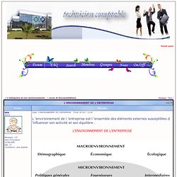 L’ENVIRONNEMENT DE L’ENTREPRISE