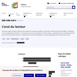 L'oral du lecteur - Lettres