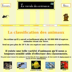 La classification des animaux